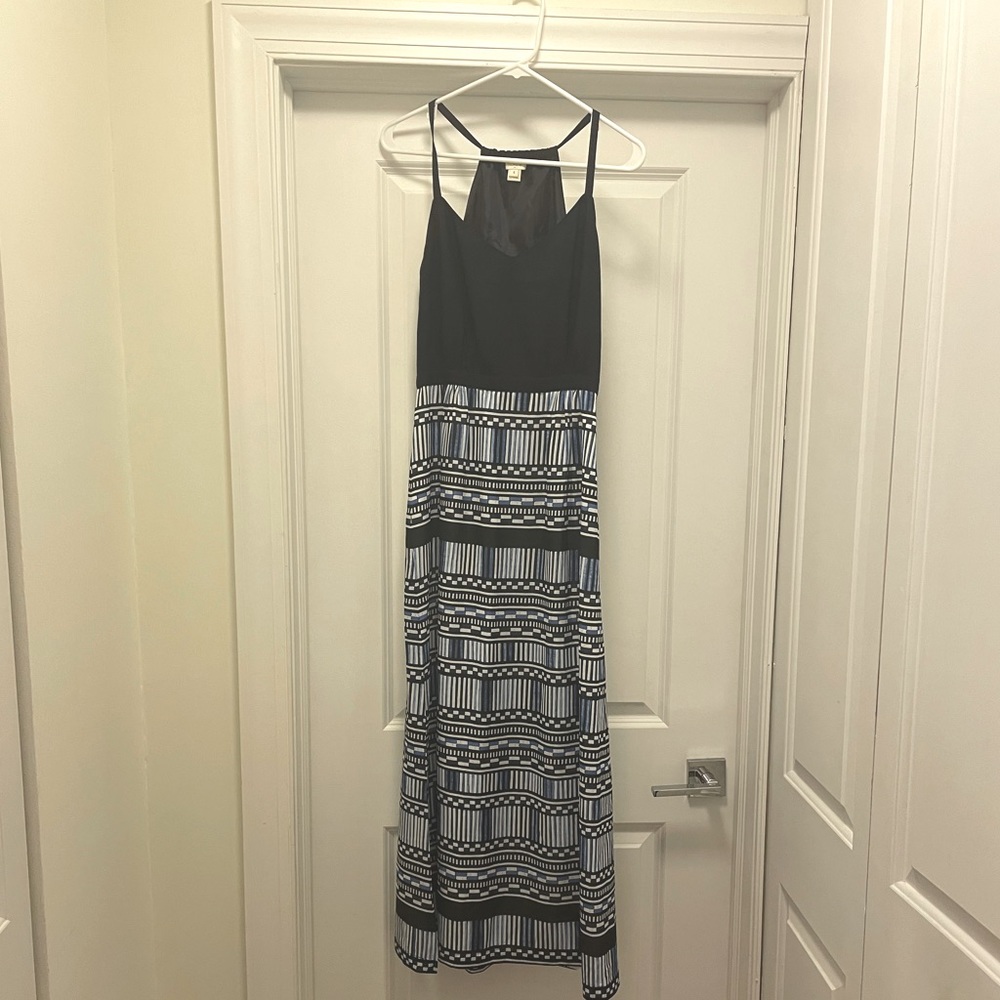 J Crew navy geometric maxi dress size 4